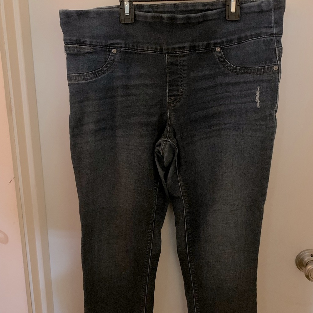 Style& co.DENIM BOYFRIEND JEGGINGS Women's DARK STRECH JEGGINGS size LG